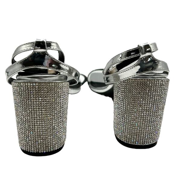 Azalea Wang Women's Parry Metallic Ankle Strap Block‎ Heel Sandals Size 11 - Picture 8 of 12